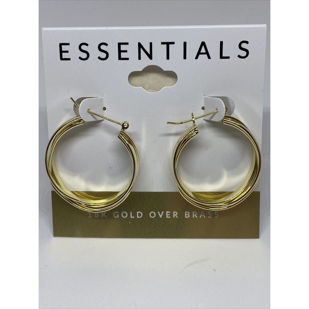 Essentials Small Multi-Ring 18k Gold Over Brass Hoop Earrings MSRP $50 CP177